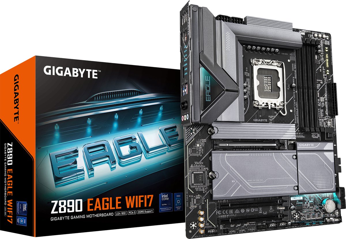 GIGABYTE Z890 EAGLE WIFI7 moederbord RAID, 2.5Gb-LAN, WIFI, BT, Sound, ATX