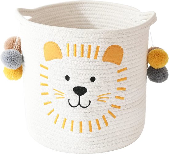 Goodheim Opbergmand voor kinderen van katoen voor speelgoed en wasgoed, wasmand en speelgoedmand in één, decoratie voor kinderkamer, kat grijs