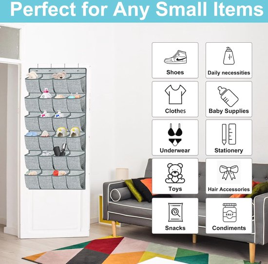 Lifewit Hangende Schoenen Organizer 24 Mesh Vakken Hangende Schoenrekken Houders Achter De Deur met 4 Metalen Haken Deuren Schoenopbergvakken voor Kastdeur voor Mannen Vrouwen, Lichtgrijs, Large Lifewit Hangende Schoenen Organizer 24 Mesh Vakken Hangende Schoenrekken Houders Achter De Deur met 4 Metalen Haken Deuren Schoenopbergvakken voor Kastdeur voor Mannen Vrouwen, Lichtgrijs, Large