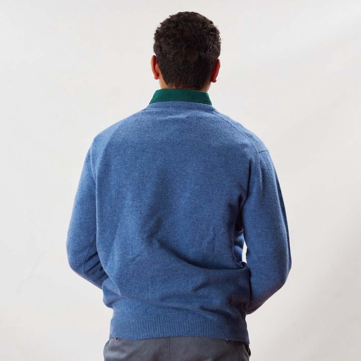 Osborne Knitwear Trui met V hals - Sweater heren in Lamswol - Pullover Heren - Jeans - L
