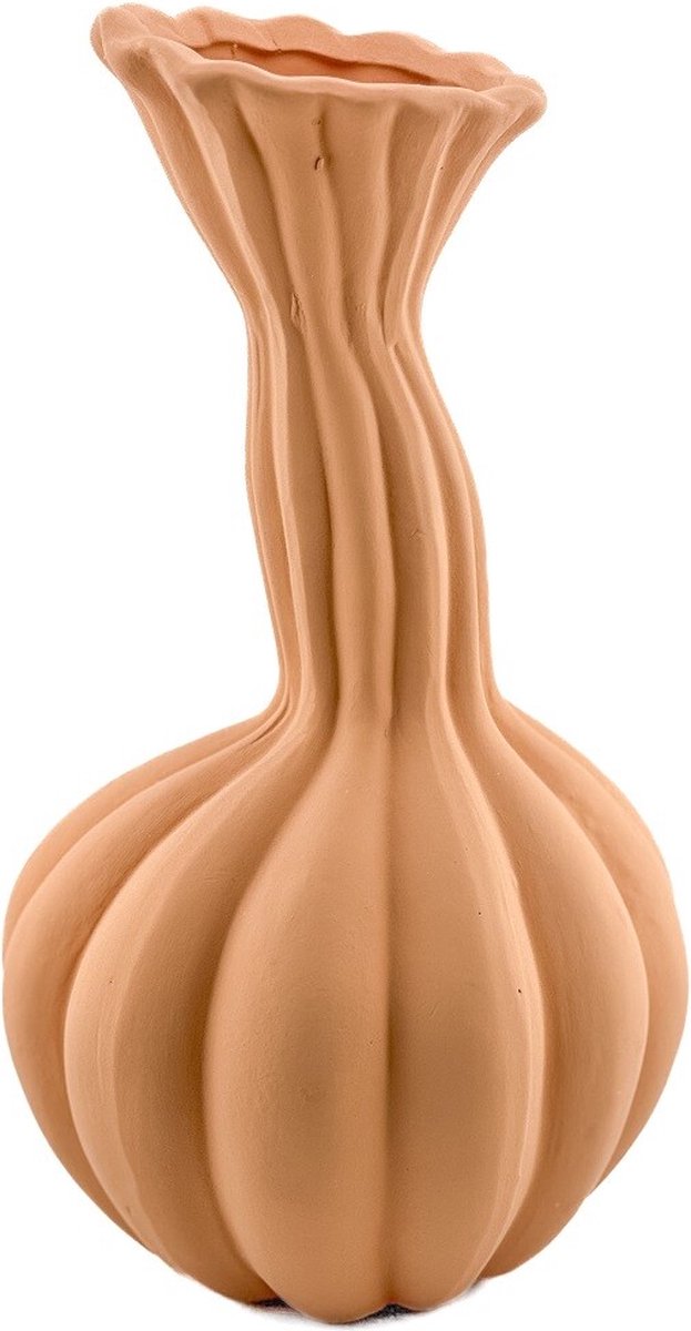 homebound by ky Aardewerk vaas organic sandstone | 18x18x29cm | bloemenvaas keramiek organisch oranje