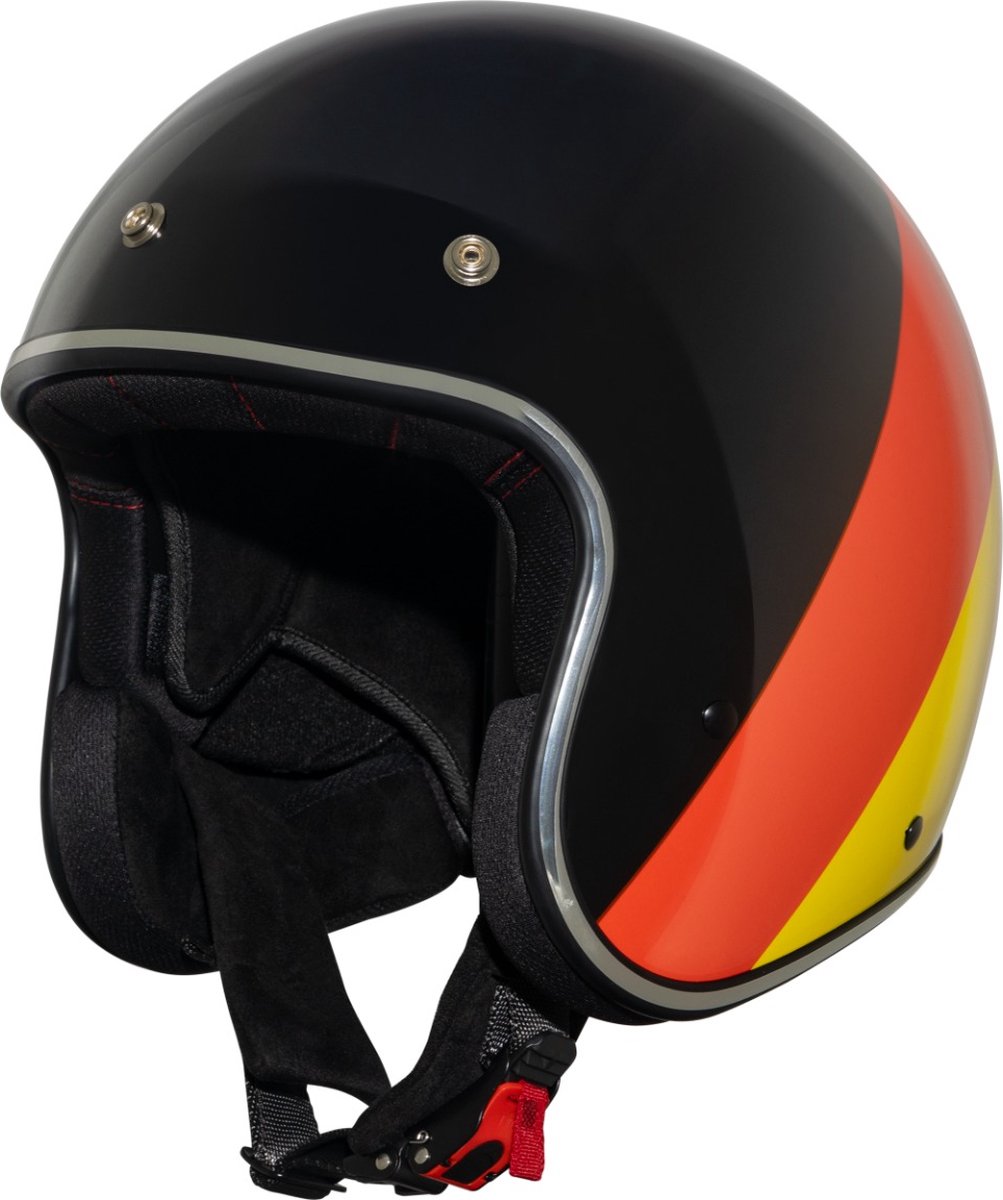 VINZ Jama Jethelm Retro | Scooterhelm & Motorhelm & Snorfietshelm | ECE 22.06 goedgekeurd | Lichtgewicht 1000 gram | Inclusief Opbergzak | Germany - S