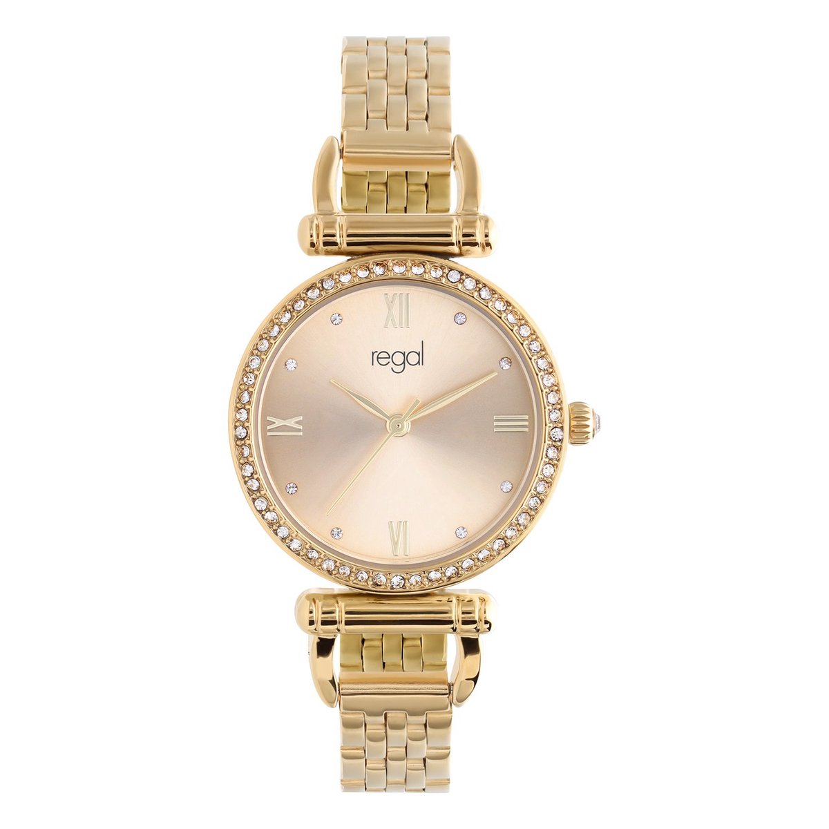Lucardi Dames Regal dames horloge goudkleurig met zirkonia - Horloge - Alloy - Goudkleurig - 29.90 mm