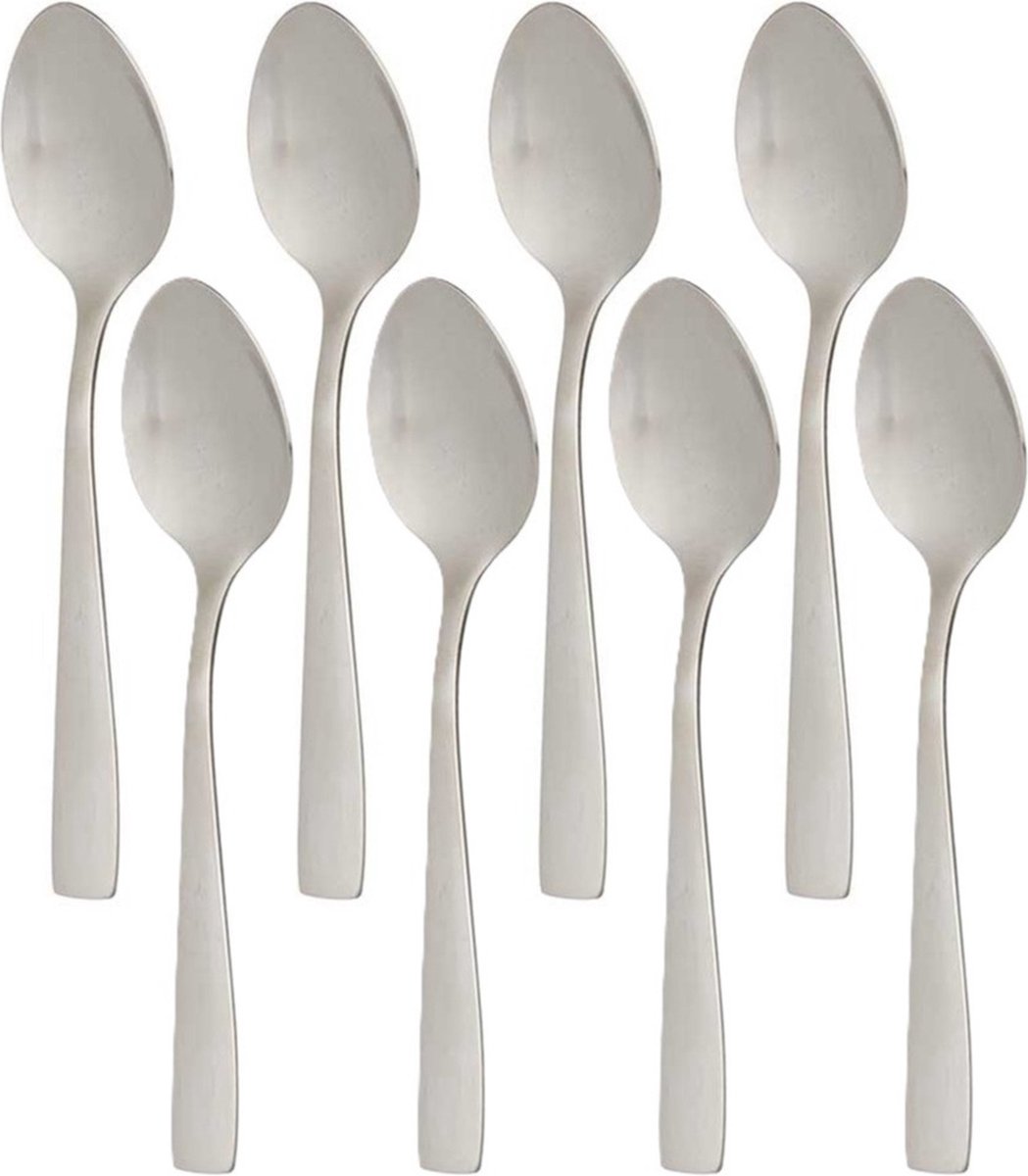 Kinvara Theelepels/dessertlepels/koffielepels/ijslepels - 8x stuks - Zilver - 16 cm - RVS - meerdere toepassingen