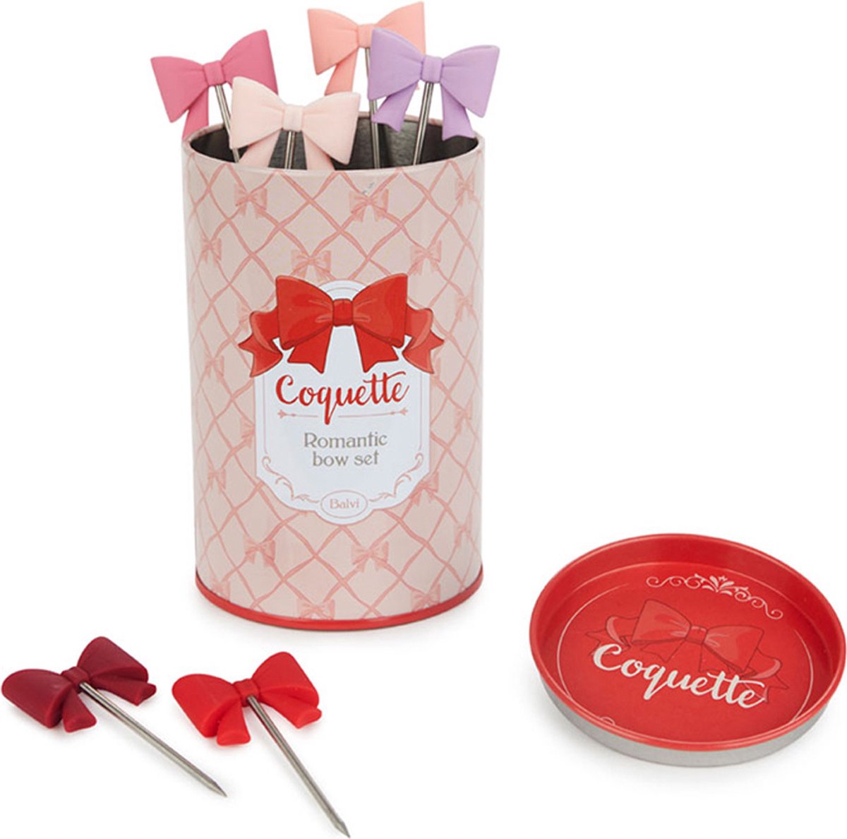 Balvi snackvorkjes Coquette assorti 6 stuks met blik