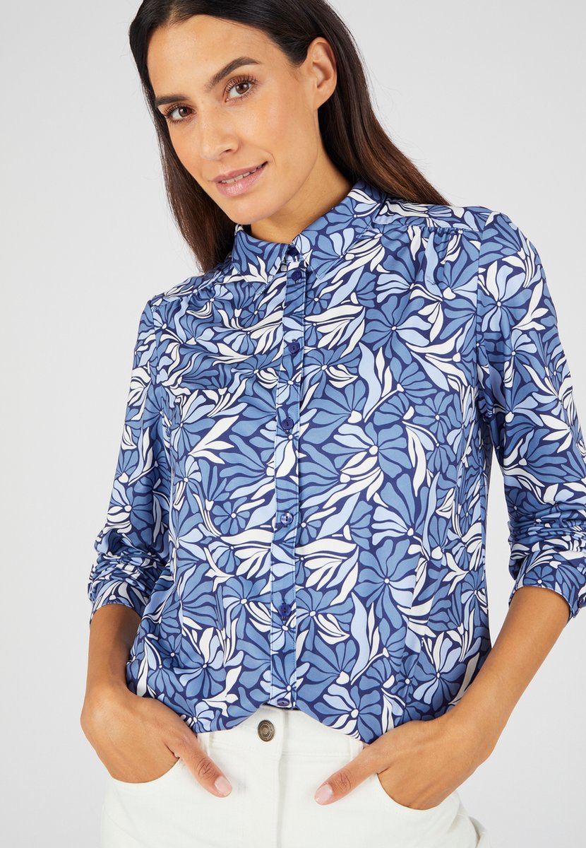 Damart - Overhemdblouse van warm tricot - Dames - Blauw - M
