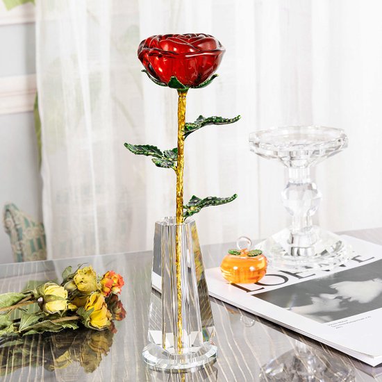 Bellatio Design Vaas - stijlvol - transparant - glas - 19 x 27 cm