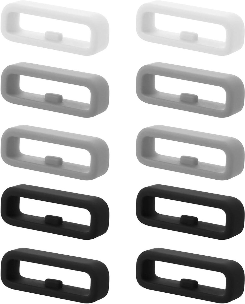 10x Horloge band lusje compatibel met 22mm Smartwatch Strap - grijs-zwart-wit - Silicone - Fitness tracker-smartwatch. .