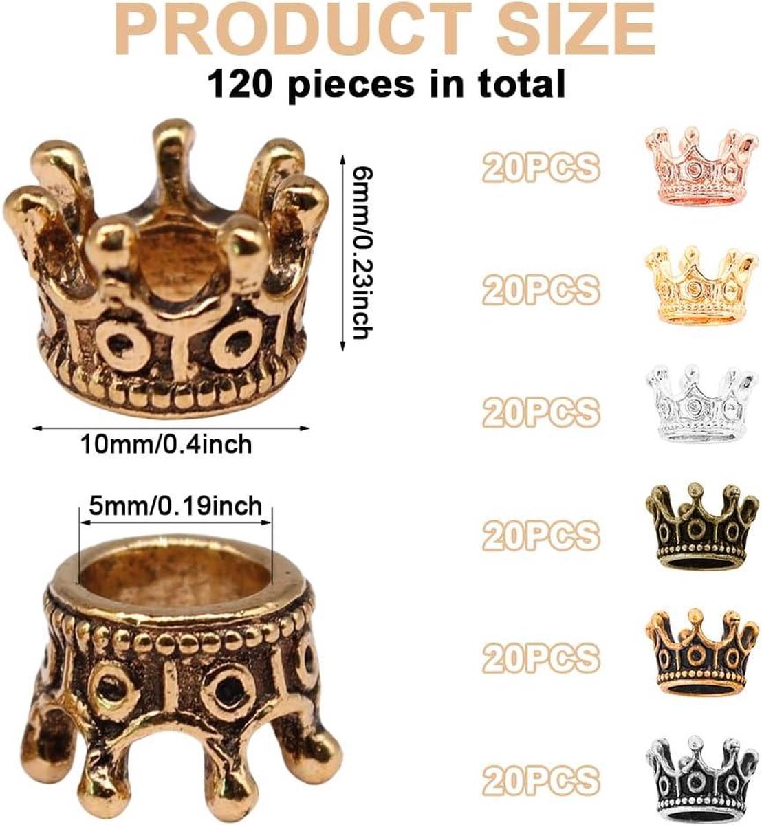 120 Mini Couronnes Alliage Vintage - Breloques Pour Bijoux Et DIY 6 Couleurs