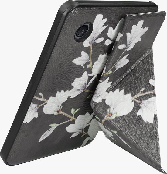 kwmobile e-reader hoesje geschikt voor Kobo Clara BW / Colour hoes - Ereader flip case met standaard - E reader cover van kunstleer - In taupe / wit / donkergrijs van kwmobile — afbeelding 2