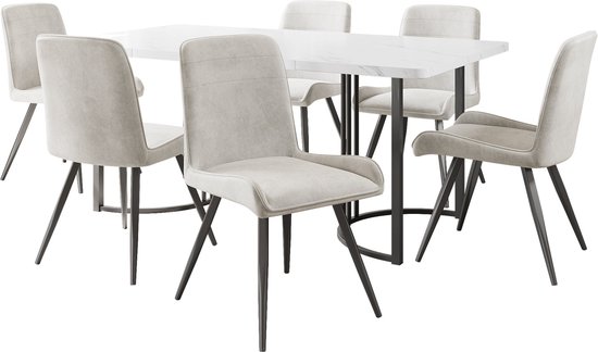 Merax Eettafelset 7-delig – Moderne eettafel (140 x 80 cm) met 6 ...