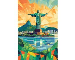 Rio de Janeiro Poster - Christ the Redeemer - Christus de Verlosser - Jezus - Bijbel - Religie - Spiritueel - Stadsgezicht - Brazilie - Reis - posters - formaat 50x70cm - Wanddecoratie - S4598