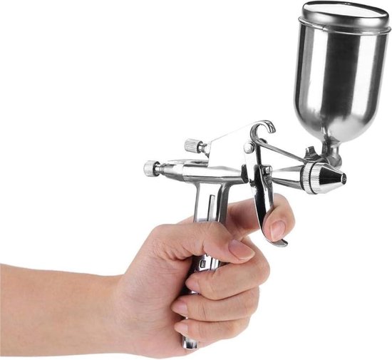 Foto: Spuitpistool lakpistool 05 mm mondstuk met 125 ml verfpistool voor auto schip meubels timmerwerk 