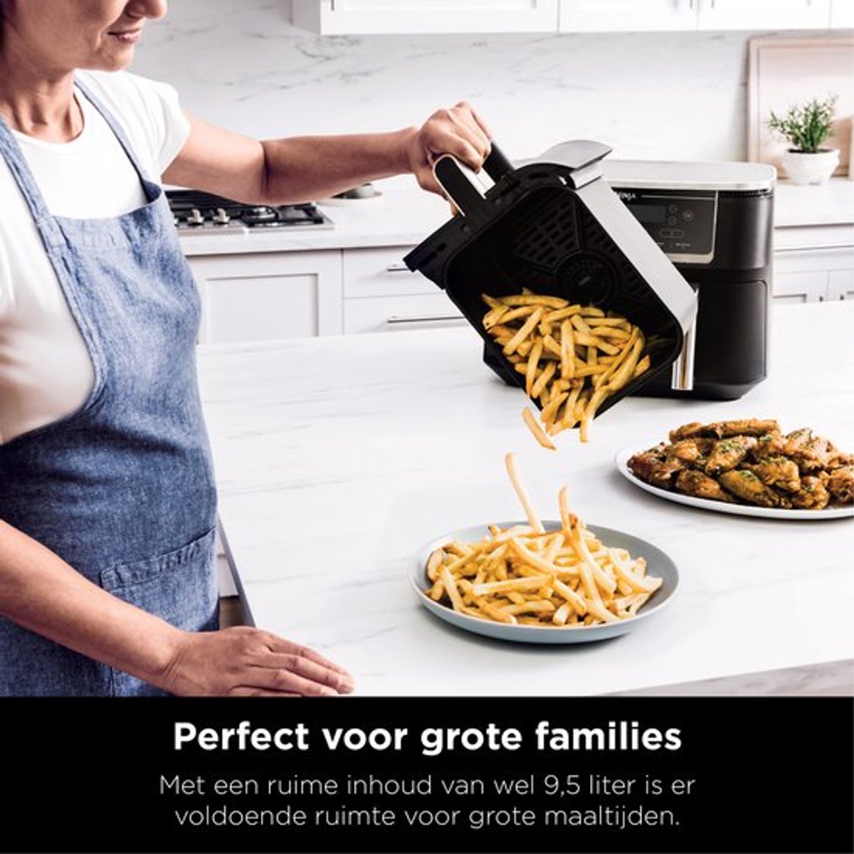 Ninja AF451EU Dubbele Airfryer XXL - Twee Kookvakken - 9.5 Liter - Digitale Thermometer - 2470 Watt - Dual Zone Technologie — afbeelding 7
