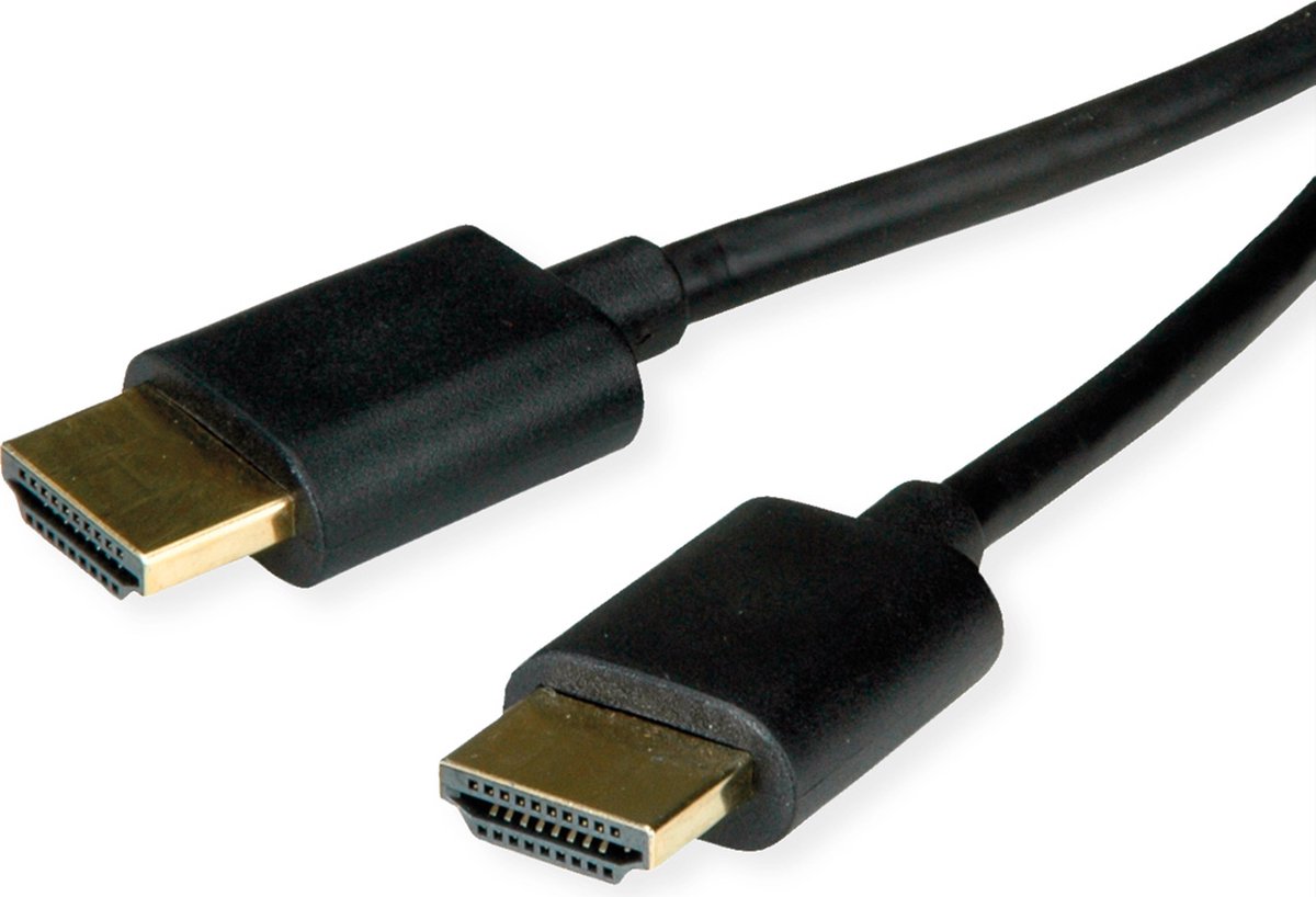 ROLINE HDMI HighSpeed kabel met Ethernet, Slim, M/M, zwart, 2 m