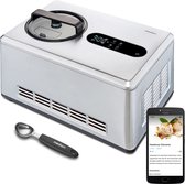 Bol.com MEDION slimme ijsmachine met compressor (zelfkoeling app bediening incl. ijsrecepten LED display 2 liter yoghurtijs roes... aanbieding