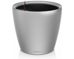 LECHUZA CLASSICO PREMIUM LS 50 - Plantenbak - met uitneembare binnenbak - met bewateringssysteem - ALL-IN-ONE set met LECHUZA-PON - zilver metallic