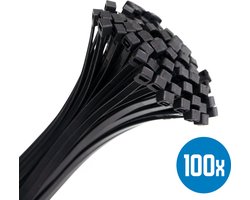Kabelbinders 250 x 3,6 mm kabelhouder - Tyraps - Tie wraps zwart - 100 stuks kabelbinder - DULA