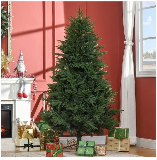 HOMCOM Kunstkerstboom 180 cm met 618 besneeuwde takken, stalen standaard, kunstkerstboom met opvouwbare stalen sokkel, groen HOMCOM Kunstkerstboom 180 cm met 618 besneeuwde takken, stalen standaard, kunstkerstboom met opvouwbare stalen sokkel, groen