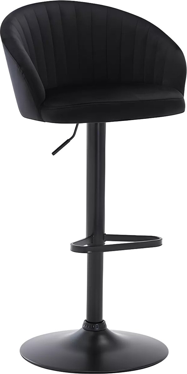 Vente-unique Set van 2 barkrukken - Stof en metaal - Zwart - DORALIZ L 54 cm x H 105 cm x D 52 cm