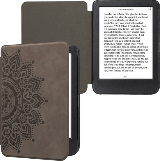 kwmobile e-reader hoesje geschikt voor Kobo Clara BW / Colour hoes - Ereader flip case met standaard - Kunstleren e reader cover - Opkomende Zon design in grijs van Merkloos — afbeelding 5