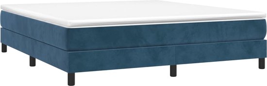 Cadre de lit vidaXL - 160 x 200 cm - Velours - Sommier tapissier bleu foncé - Lit double - Couleurs foncées - Lit en velours - Lit de Luxe