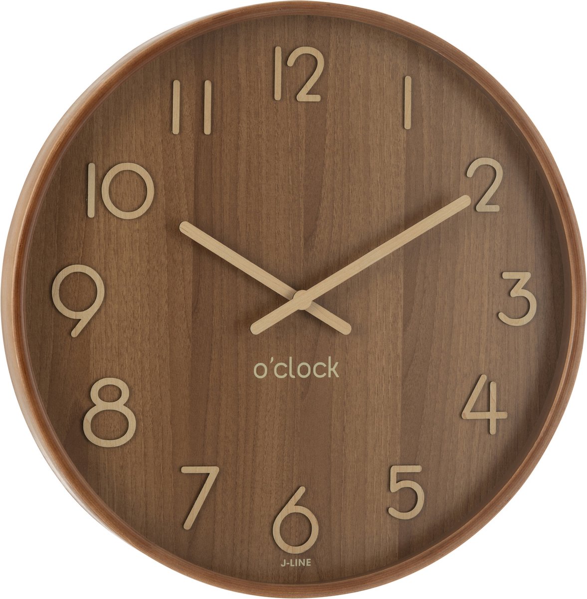 J-Line klok - multiplex/hout - donker naturel - large - Ø 53 cm