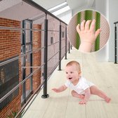 Trapbeschermingsnet, 3 meter relingveiligheidsnet, veiligheidsnet, trapveiligheidsnet voor kinderen, babybalkonnet, veiligheidsnet voor kinderen, trapveiligheidsnet baby, veiligheidsnet (bruin)