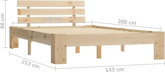 The Living Store Cadre de lit Bois de pin 140x200 cm - Naturel - Solide et durable