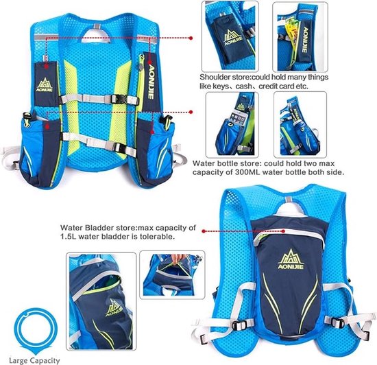 TRIWONDER Ultralichte drinkrugzak trailrun rugzak drinkvest hydratatie pack fietsrugzak voor marathoner hardlopen kamperen wandelen (Zwart - alleen hydratatiepakket, Eén maat voor iedereen TRIWONDER Ultralichte drinkrugzak trailrun rugzak drinkvest hydratatie pack fietsrugzak voor marathoner hardlopen kamperen wandelen (Zwart - alleen hydratatiepakket, Eén maat voor iedereen