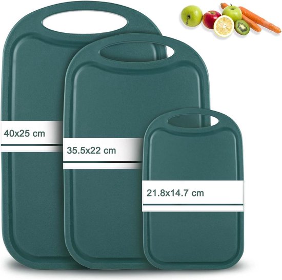 PolkaHome ® Drie-in-één Antibacteriële Kunststof Snijplankenset voor Ontbijt, Fruit