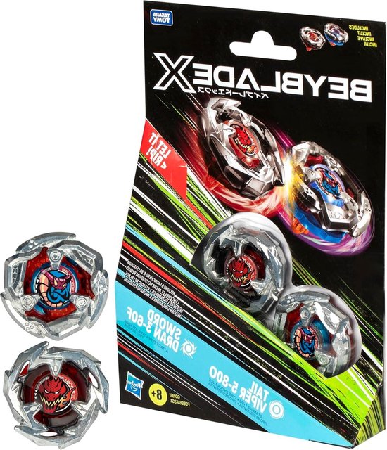 Beyblade X – Dual Pack Tail Viper 5-80O & Sword Dran 3-60F – Toupies Compétition – Dès 8 Ans