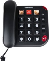 Grundig Senioren Telefoon Huistelefoon - Huistelefoon Senioren Grote Toetsen - Seniorentelefoon met Foto Sneltoetsen - Luidspreker en SOS-Knop - Zwart