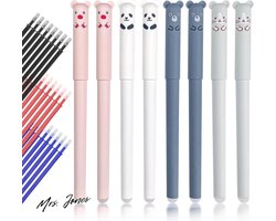Mrs. Jones Relota 8 stuks uitwisbare balpen - 24 navullingen - gelpen 035 mm - cartoon schattige gelinkpen voor kinderen en volwassenen .