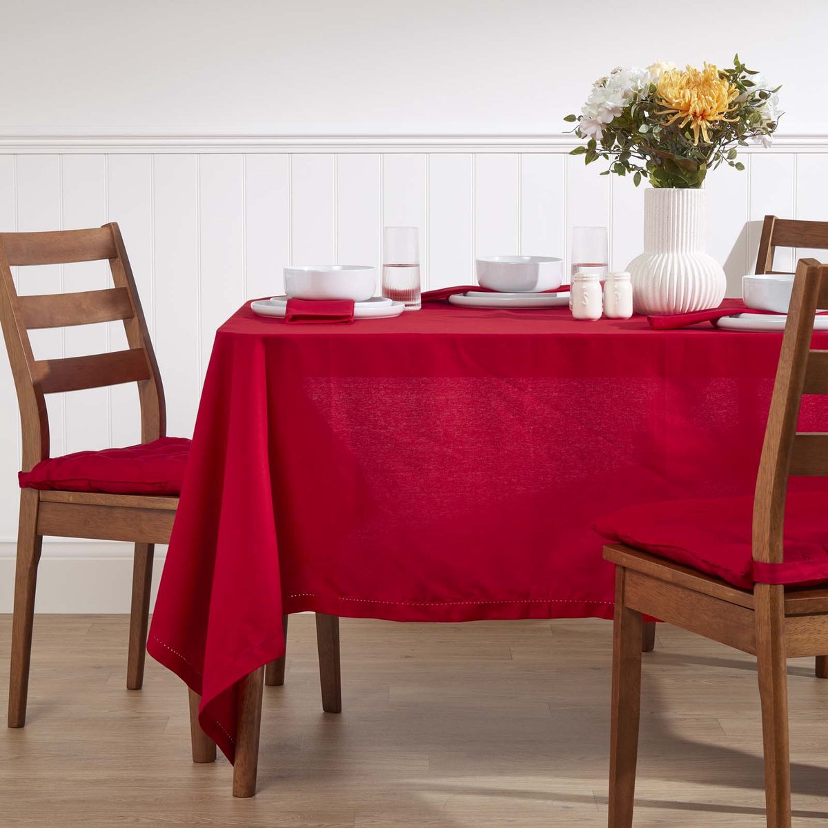 Homescapes tafelkleed rood - 178 x 300 cm, 100% katoen