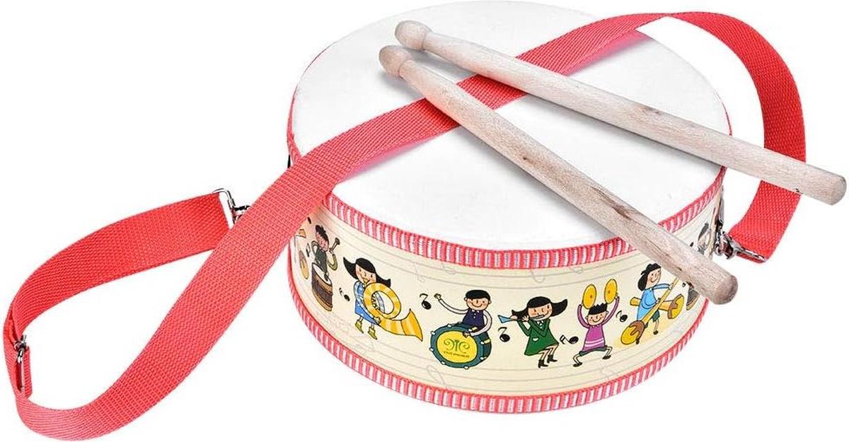 Houten kindertrommel - speelgoed met schouderriem voor kinderen - muzikaal speelgoed voor verjaardagscadeau - compact formaat - zingende dansfeestjes