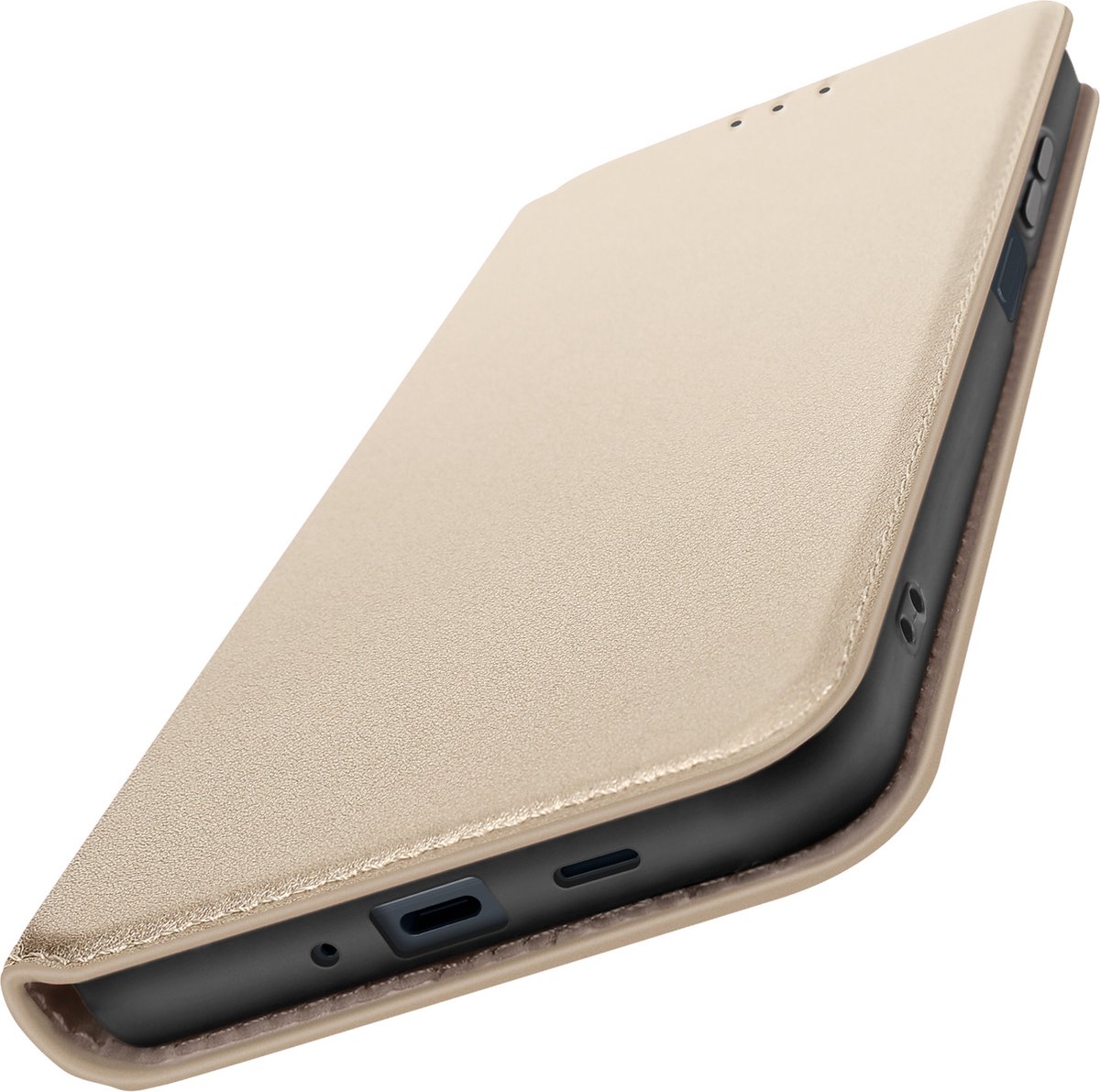 Avizar Hoesje Geschikt voor Samsung Galaxy A16 klapkaart houder en videohouder, Goud
