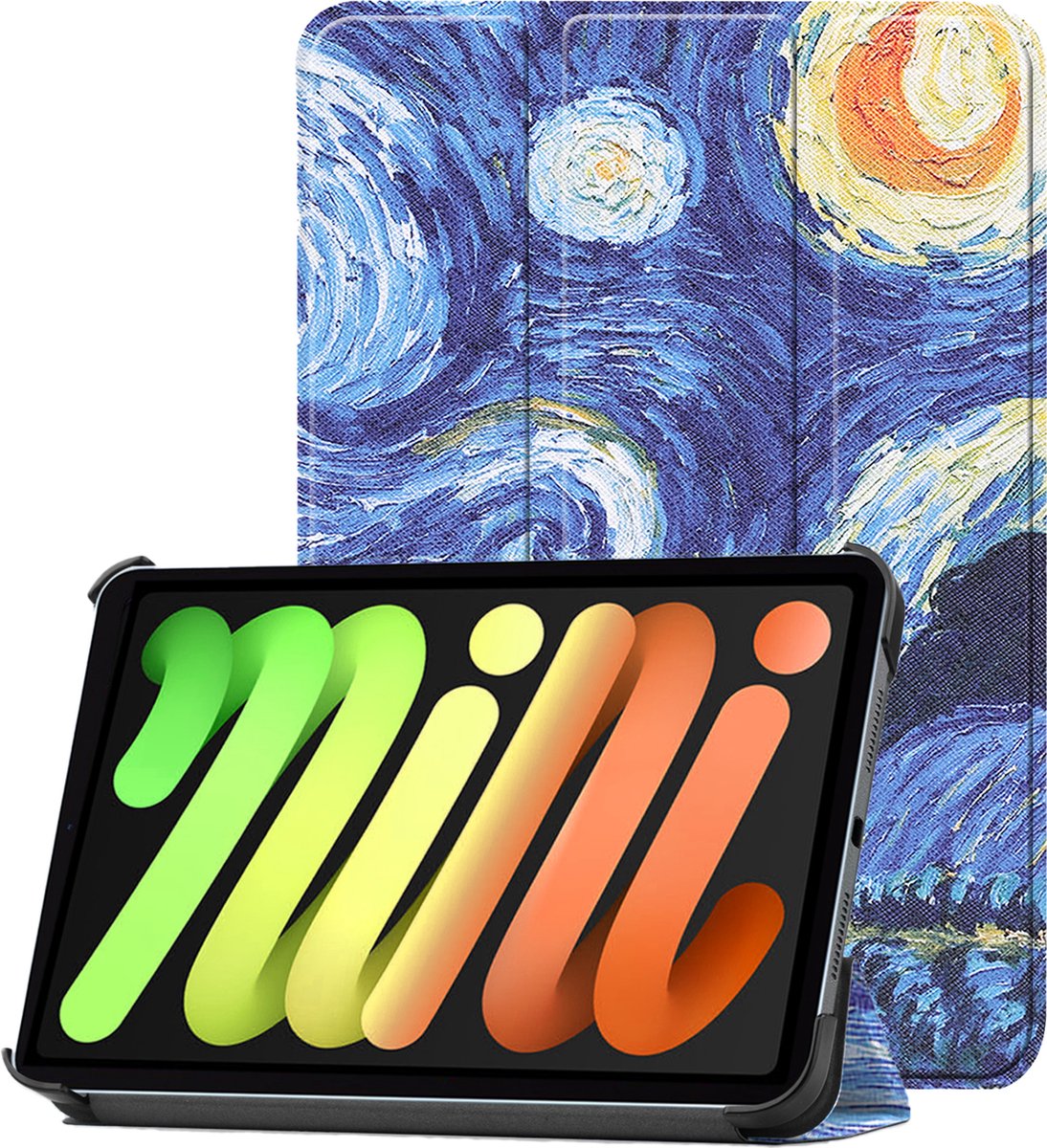 Hoesje - Geschikt voor Apple iPad Mini 7 (2024) - 8.3 inch - 7e Generatie - Dun & Stevig - Trifold Bookcase - Hard Cover - Hardcover Book Case - Tablet Hoes - Sterrenhemel