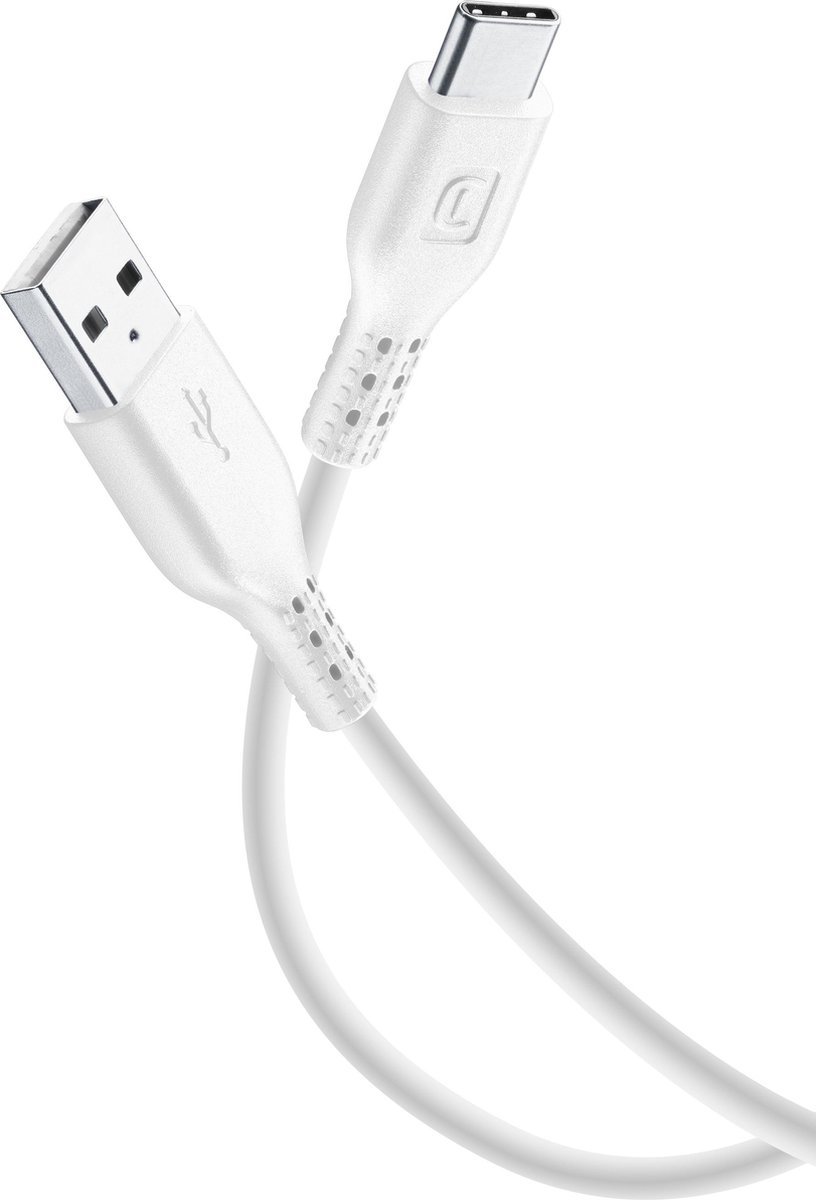 Cellularline - Usb kabel, usb-a naar usb-c 60cm, wit