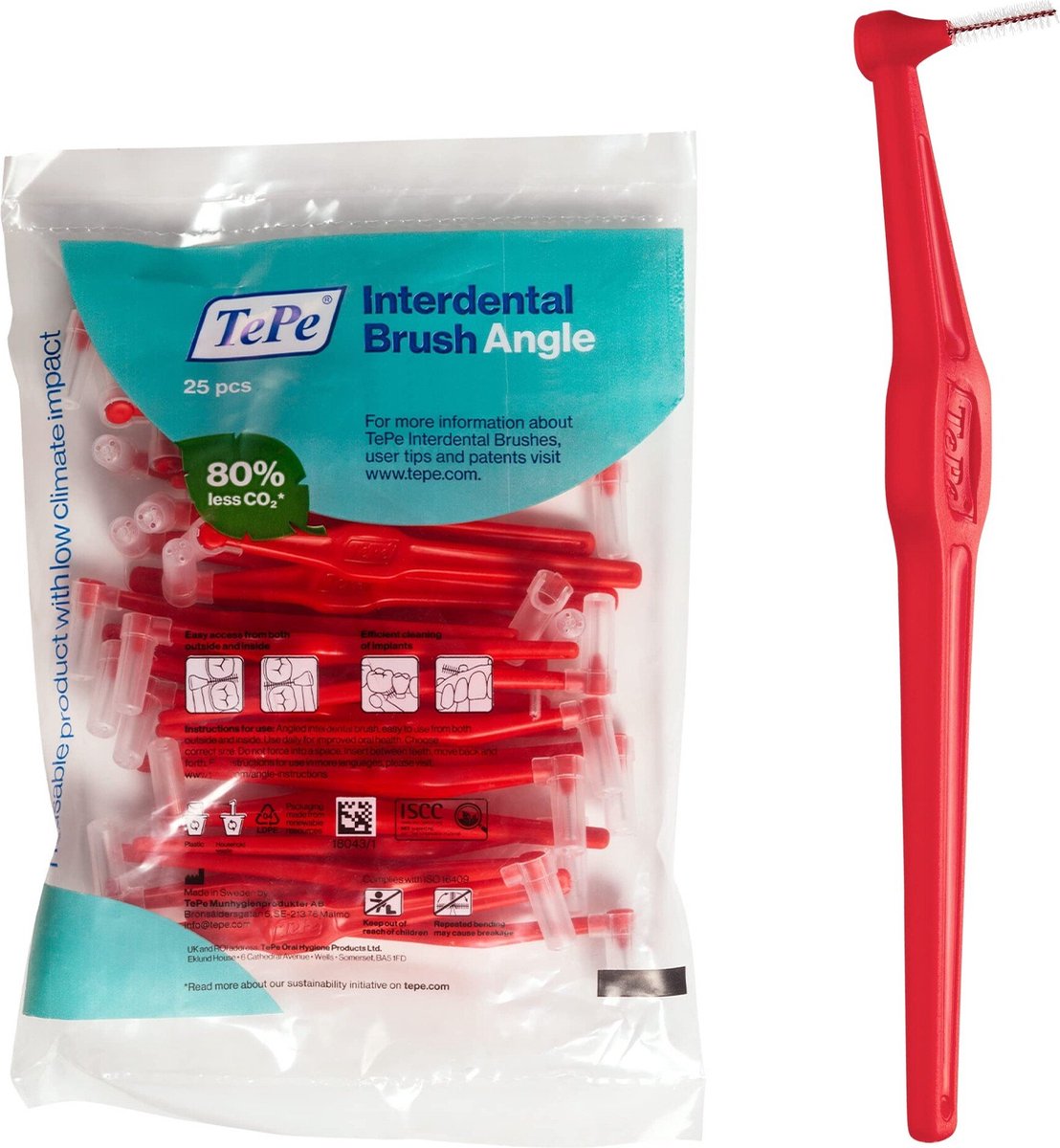 Goedkoopste TePe Angle Interdentale Ragers Rood 0.5 mm - 25 Stuks