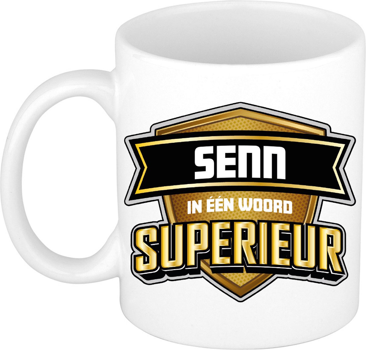 Bellatio Decorations Naam mok Senn - wit - Superieur - keramiek - 300 ml - collega beker - cadeau