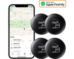 VCTparts® 4-Pack Smart Tag Bluetooth/GPS Locatie Tracker met Live Tracer Maps en Anti-Diefstal Functie - Werkt met Zoek Mijn App - IOS/iPhone zwart