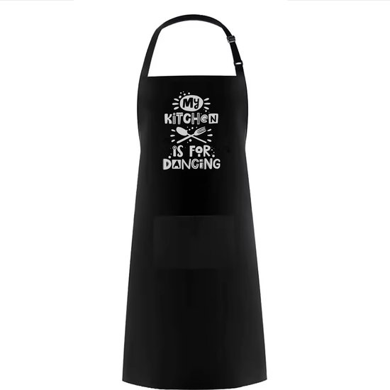 Verstelbaar kookschort, unisex, met 2 Zakken Vloeistof Druppel Waterbestendig Koken Keuken Restaurant Bar Schilderen BBQSchort, voor diverse doeleinden, Zwart Schorten Koksschort Unisex Schorten voor Vrouwen en mannen , my kitchen. is for. dancing