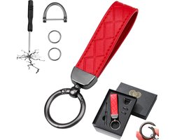 Luxe Leren & Metaal Sleutelhanger voor Volwassenen - Auto Sleutelhouder - Keychain met Karabijnhaak, Musketonhaak en Sleutelringen - Autosleutel voor Vrouwen, Mannen, Dames - Karabijnsluiting Sleutel hanger - Auto Accessoires -In Cadeau/Geschenk Doos