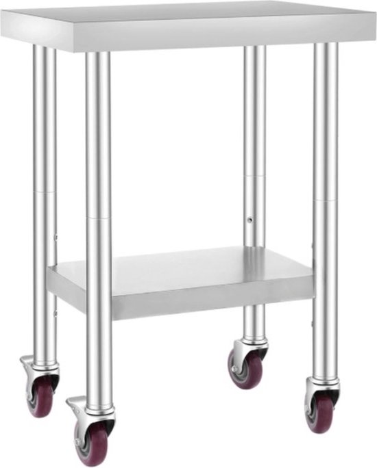 Paktafel Rvs Werktafel PRO - Verrijdbaar - RVS - Met zwenkwielen - Grijs - 85CM hoog ...