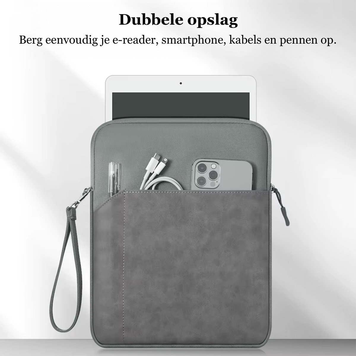 Premium E-reader Hoes Zwart - Waterdicht, Schokbestendig & Krasvrij - Met Zachte Fleece Voering - Geschikt voor Kobo / PocketBook / Boox / Amazon E-Readers tot 6 inch – foto 3