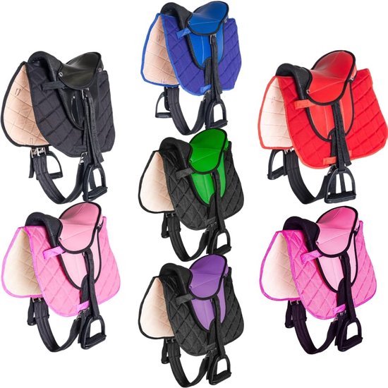 PFIFF 103106 Zadelset voor shettys of houten paarden, complete set, kinderzadel, rood