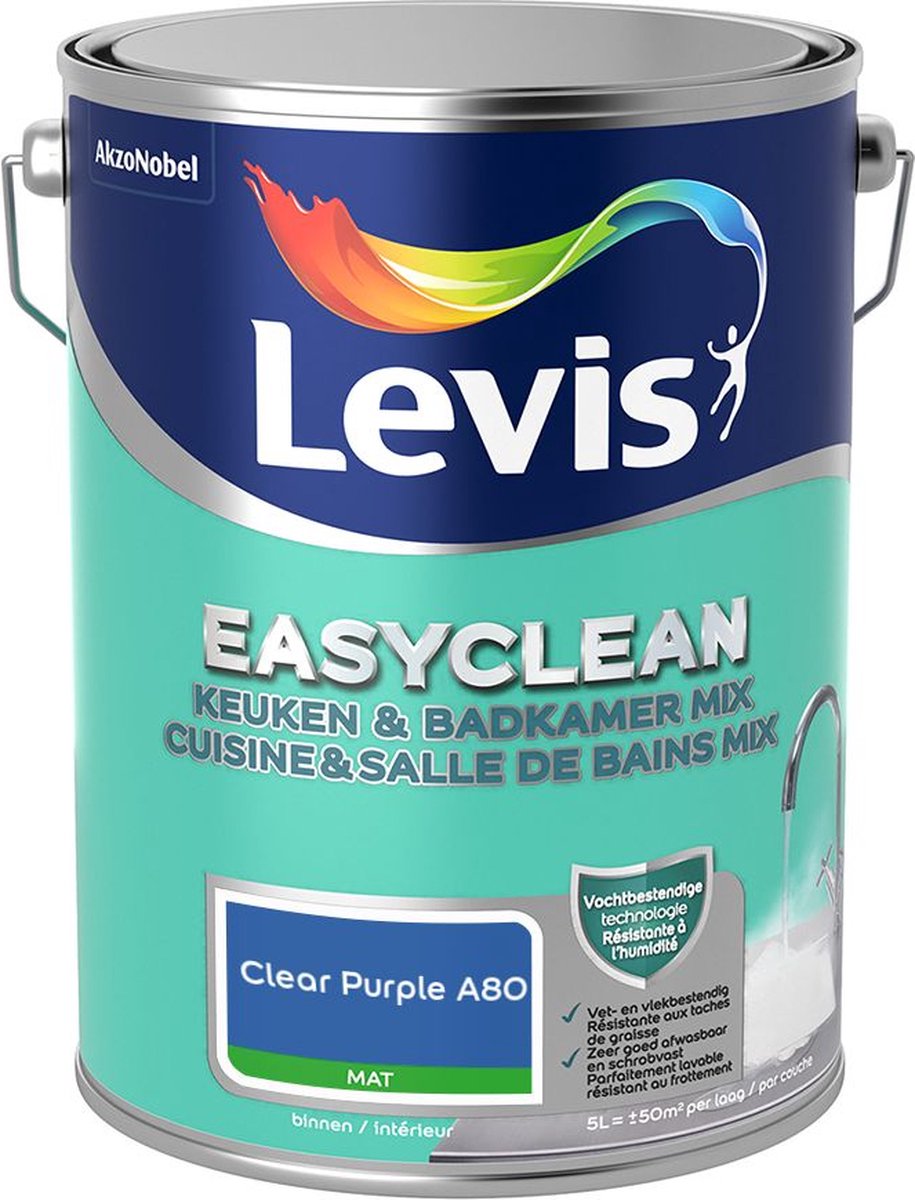 Levis - Easyclean Keuken & Badkamer Mix - Clear Purple A80 - Mengverf - 5 L