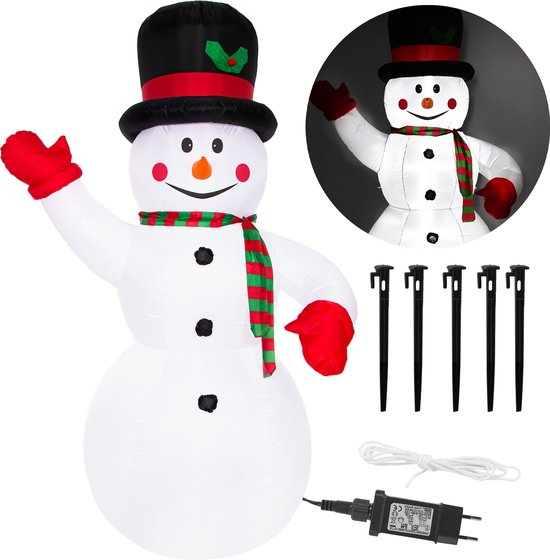 Springos Bonhomme de Neige Gonflable - Décoration extérieure - Autogonflant - 180 x 80 cm