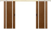 Bol.com Vente-unique Dubbele schuifdeur met schuifsysteem van mdf en donker naturelkleurig hout - 2 x H205 x L93 cm - SANDORA aanbieding